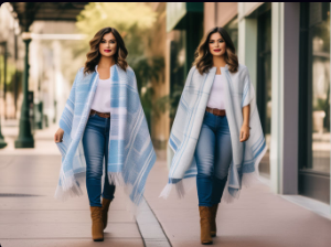 how to wear a poncho with jeans